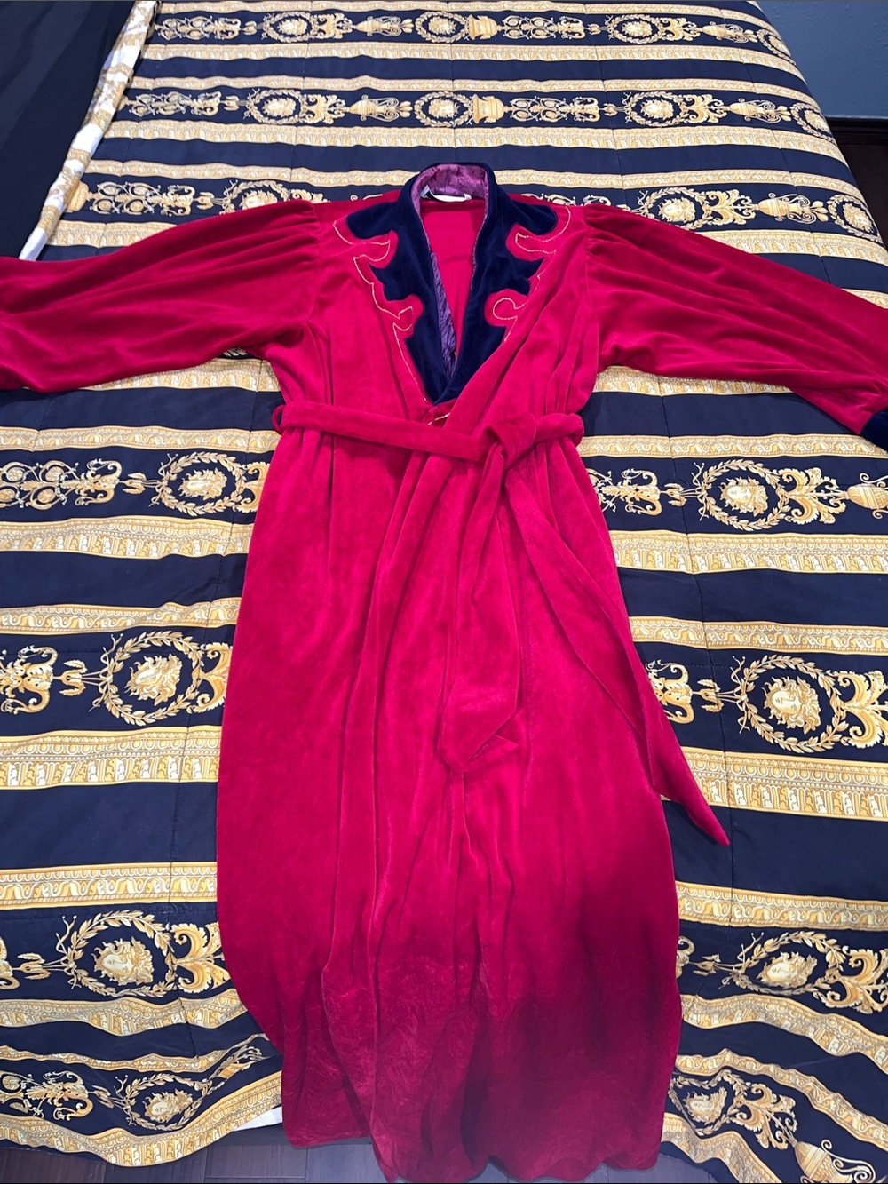 Dior Red and purple Velvet Embroidered Robe